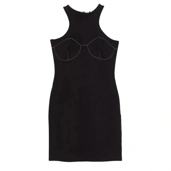 NWT Nasty Gal Collection Women’s Contrast Stitch Racer Mini Black Dress size 8 - Picture 6 of 12